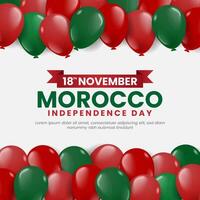 Morocco Independence Day Square Banner Background Design with Balloons in Moroccan National Color vector