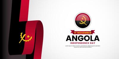 Angola Waving Ribbon Flag for Independence day background design with blank space area vector