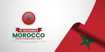 Morocco independence day isolated banner background with waving flag and copyspace area vector