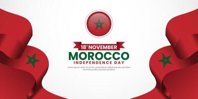 Morocco independence day Waving ribbon flag banner background with copyspace area template vector