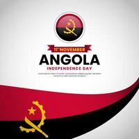 Angola independence day with waving realistic flag for greeting card, banner background design vector