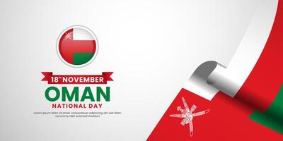 Oman national day November 18 banner background with waving flag and copy space area vector