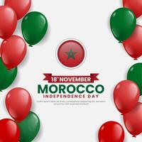 Morocco Independence Day Square Banner Background Design with Balloons in Moroccan National Color vector