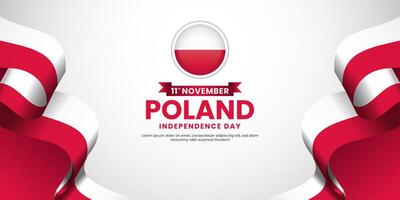 Poland Waving ribbon flag for independence day background design template with blank space area vector