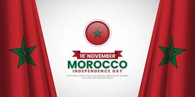 Morocco independence day isolated banner background with waving flag and copyspace area vector