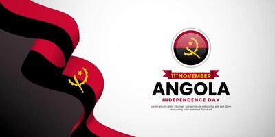 Angola Waving Ribbon Flag for Independence day background design with blank space area vector