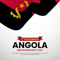 Angola independence day with waving realistic flag for greeting card, banner background design vector