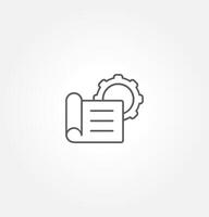 icon featuring a document or blueprint and a gear, possibly representing a technical or engineering concept. vector