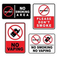 Collection of no smoking and no vaping signs vector