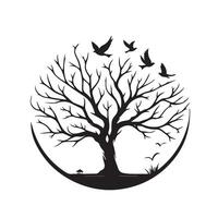Tree Silhouette Art Illustration with White Background vector