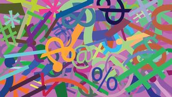 abstract background colorful character symbols vector