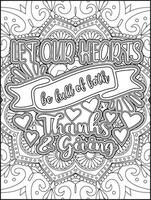 Let Our Hearts be full of Both Thanks and Giving Quote Coloring Page. vector