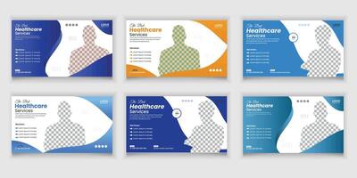 Bundle Digital Online Business Ideas Thumbnail, Abstract Shapes and Modern Medical Web Banner and Thumbnail Template Design vector