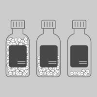 Medical pill bottles with different amounts of tablets, displayed in a neutral, clean format vector