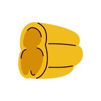 Minimalist illustration of a halved yellow bell pepper with seeds vector
