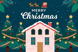 merry christmas background illustration in flat style vector