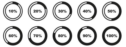 A set of circles with different percentages vector