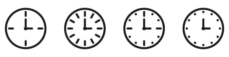 Four different clocks in different positions on a white background vector
