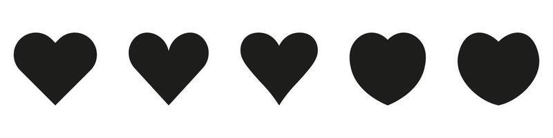 A set of four heart shaped shapes in black and white vector
