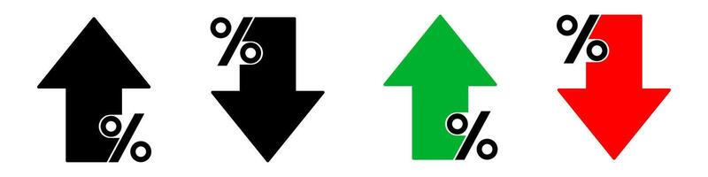 Four arrows with different colors and percentages vector