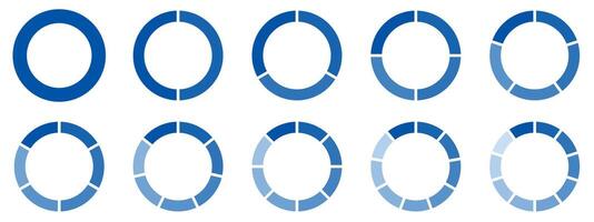 A set of blue circles with different shapes vector