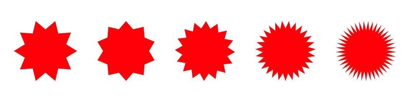 A set of red starburst shapes on a white background vector