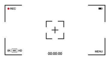 A camera viewfinder with a red square in the middle vector