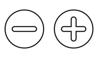 Two circles with a plus and minus sign on them vector
