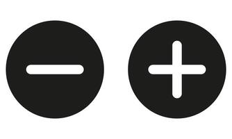 Two black and white circles with a plus and minus sign vector
