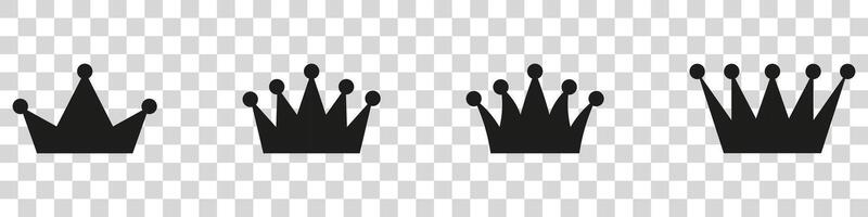 A set of three crowns on a transparent background vector