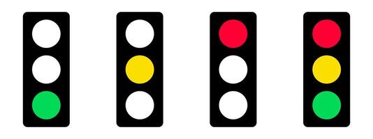Four traffic lights with different colors and shapes vector