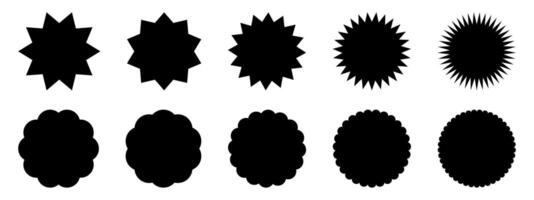 A set of black and white shapes with different shapes vector