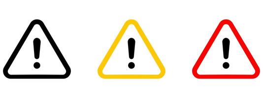Three warning signs with a yellow and red triangle vector