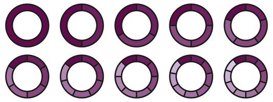 A set of purple circles with different sizes vector