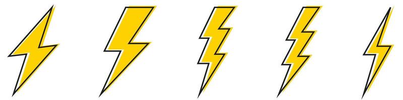 A set of lightning bolts with yellow and black vector