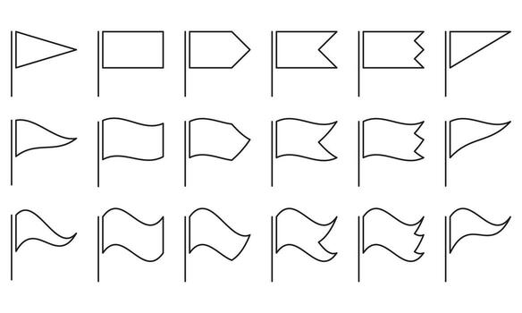 A set of different flags and flags on a white background vector