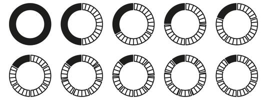 A set of circular shapes with black and white lines vector