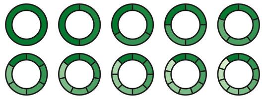 A set of green circles with different sizes vector