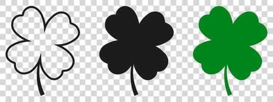 Four leaf clover, green and black clover, clover leaf, clover leaf transparent vector