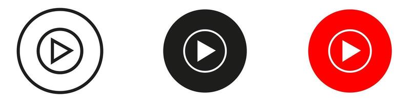 Four different colored buttons with a play button vector