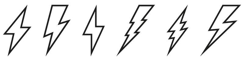 A set of lightning bolts on a white background vector