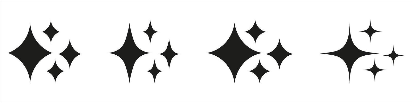 A set of black and white stars on a white background