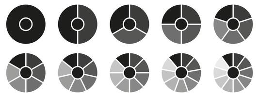 A set of circular shapes in black and white vector