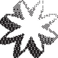 Bitmap pattern star shape. Flower halftone gradient element. Y2k graphic abstract icon. Dither noisy grunge texture. png