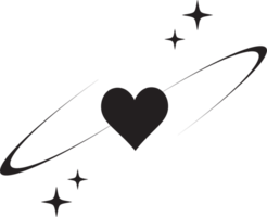 Y2K heart icon. Star shapes. Symbols of love. Outline cosmic design element. Cute retro romantic element of magic sparkles. Abstract celestial 90s decoration png