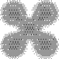 Pixel pattern shape. Textured with bitmap Y2k dither gradient. Retro star with old computer game graphic effect. Halftone grunge illustration png