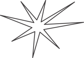 Y2k star shape. Outline icon of abstract spark and shiny irregular flash burst. Bling and twinkle geometric minimal retro design element png