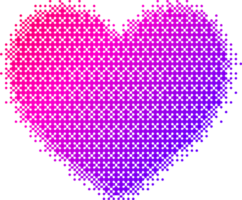 Pixel pattern shape. Textured heart with bitmap Y2k dither gradient. Retro with old computer game graphic effect. Halftone illustration png