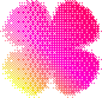 Pixel pattern flower shape. Textured daisy with bitmap Y2k dither gradient. Retro with old computer game graphic effect. Halftone illustration png