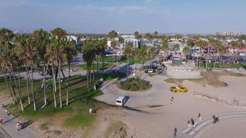 Aerial view of the Venice beach in Los Angeles California, USA. Beautiful summer time at the Venice beach with people enjoying nice weather, beach and the ocean. video